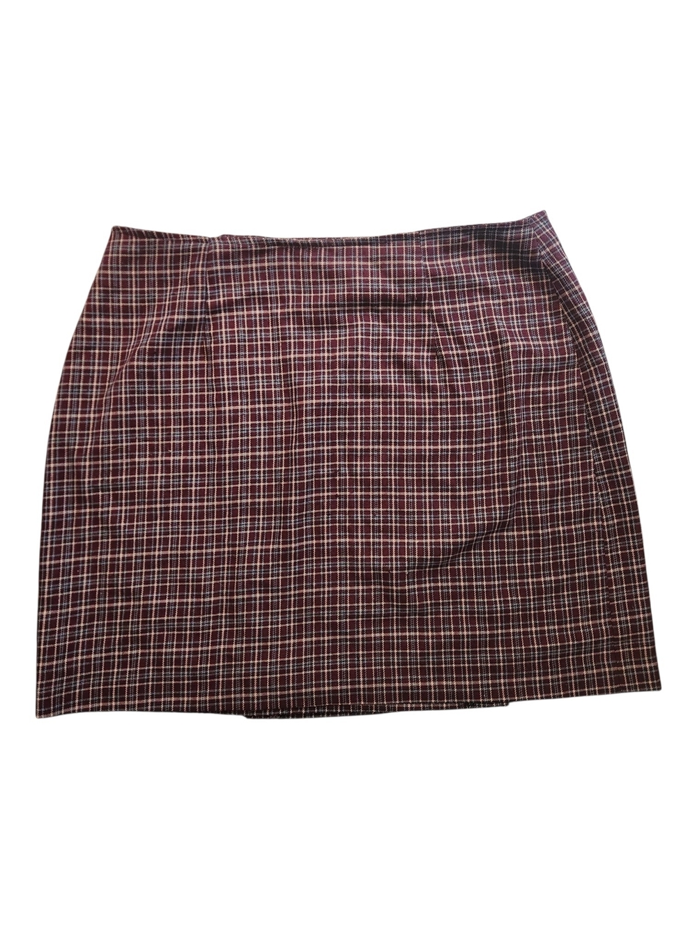 Retro Zig Zag Plaid Mini Skirt in Burgundy